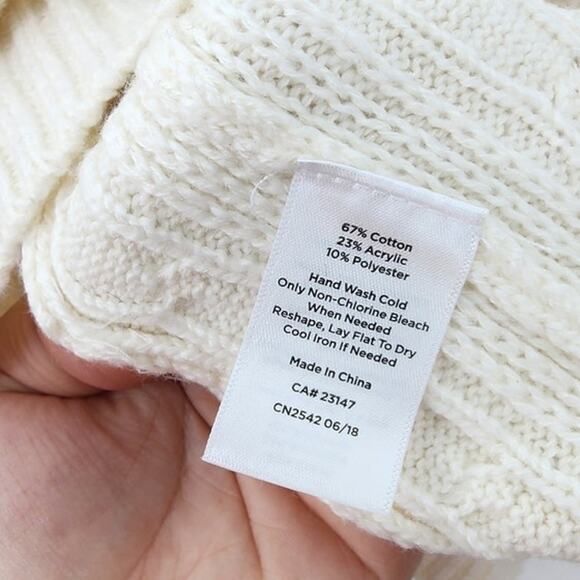 New‎ NWT Talbots White Oversized Sweater Poncho Vest Style Knit Large - Picture 7 of 7